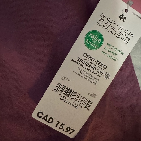 (K) NWT CARTERS deep rose size 4t summer t-shirt. - Picture 2 of 2